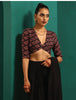 trueBrowns Black Muslin Silk Diamond Printed Deep V-Neck Blouse - Distacart