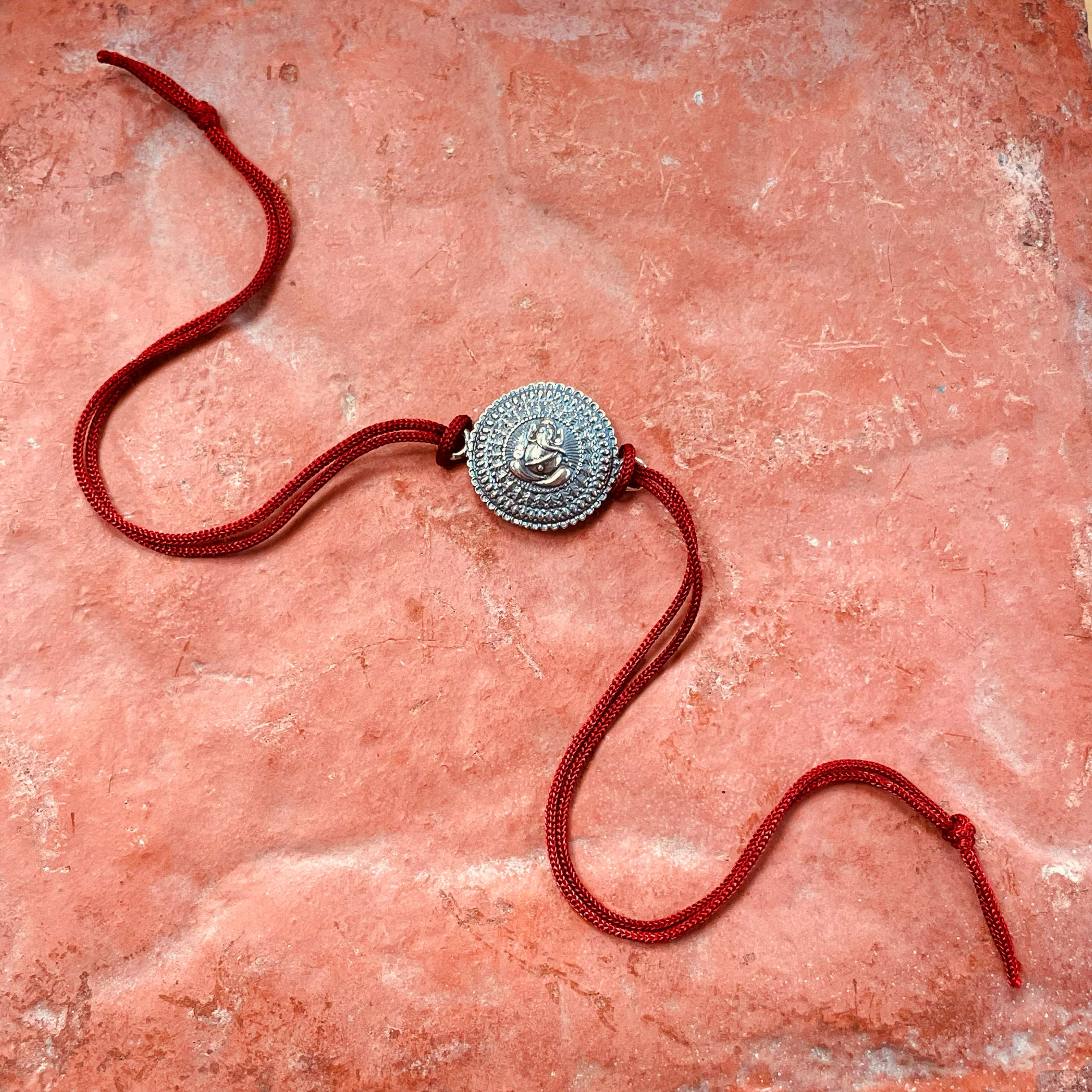 trueBrowns 925 Sterling Silver Embossed Ganesh Idol Thread Rakhi - Distacart