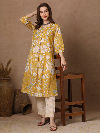 NOZ2TOZ Women's Stylish Rayon Knee Length Floral Printed Kurti - Distacart