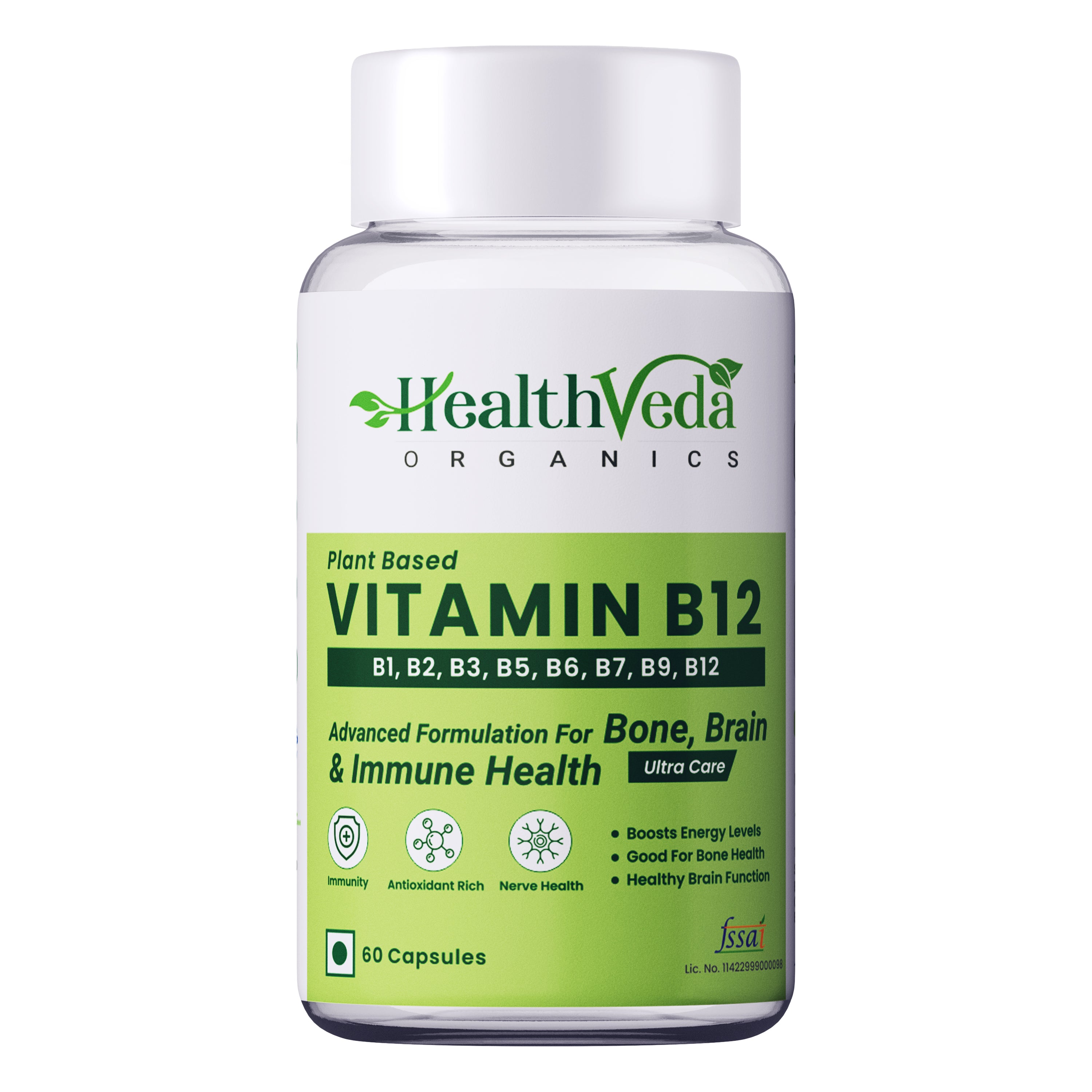 Health Veda Organics Plant Based Vitamin B-12 Capsules - Distacart