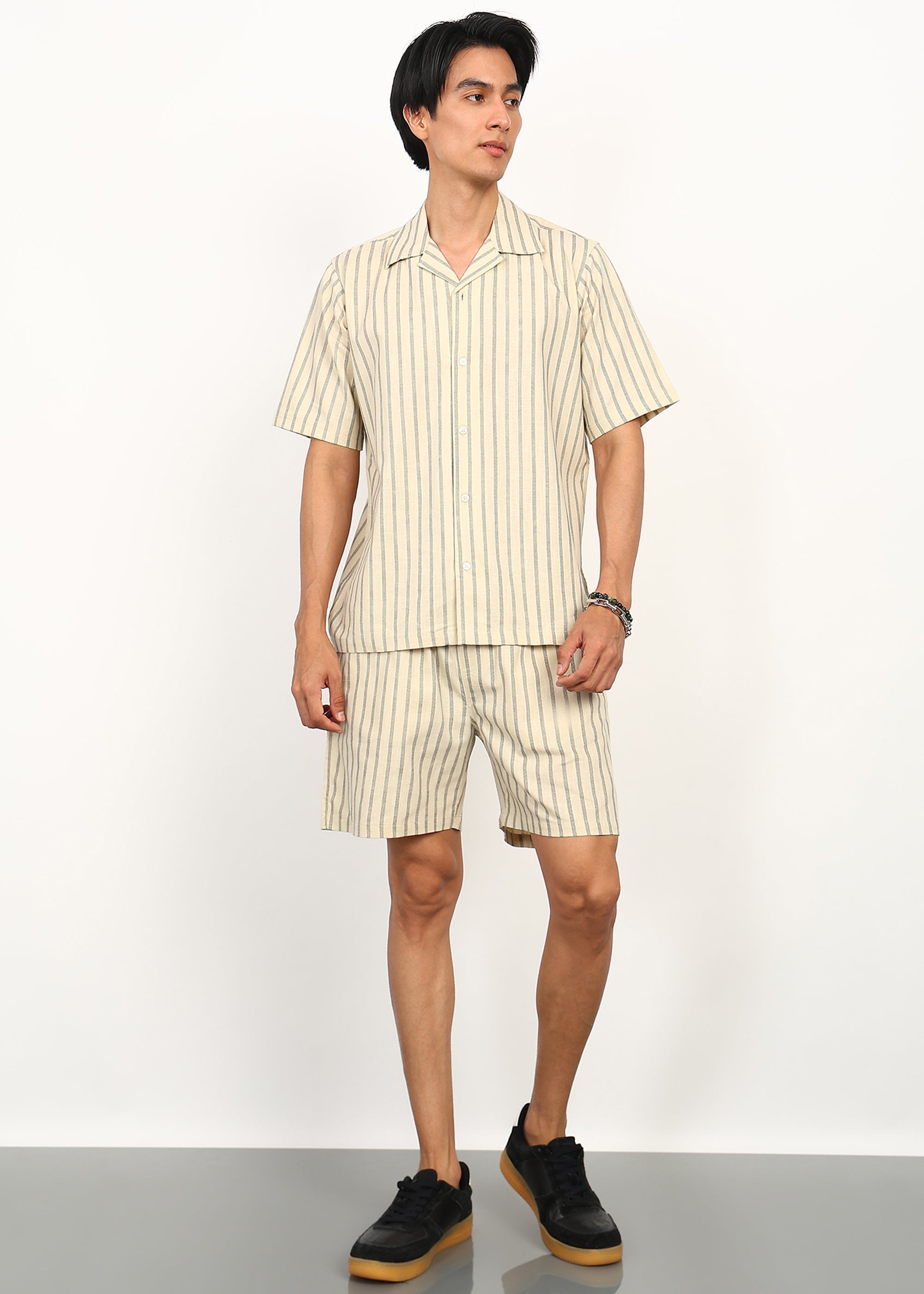 Fabmade Ivory Stripe Ease Co-Ord Set - Distacart