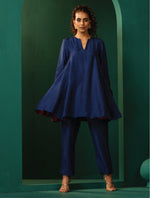 Thumbnail for trueBrowns Blue Silk Flared Co-ord Set - Distacart