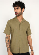 Thumbnail for Fabmade Olive Breeze Linen Shirt - Distacart