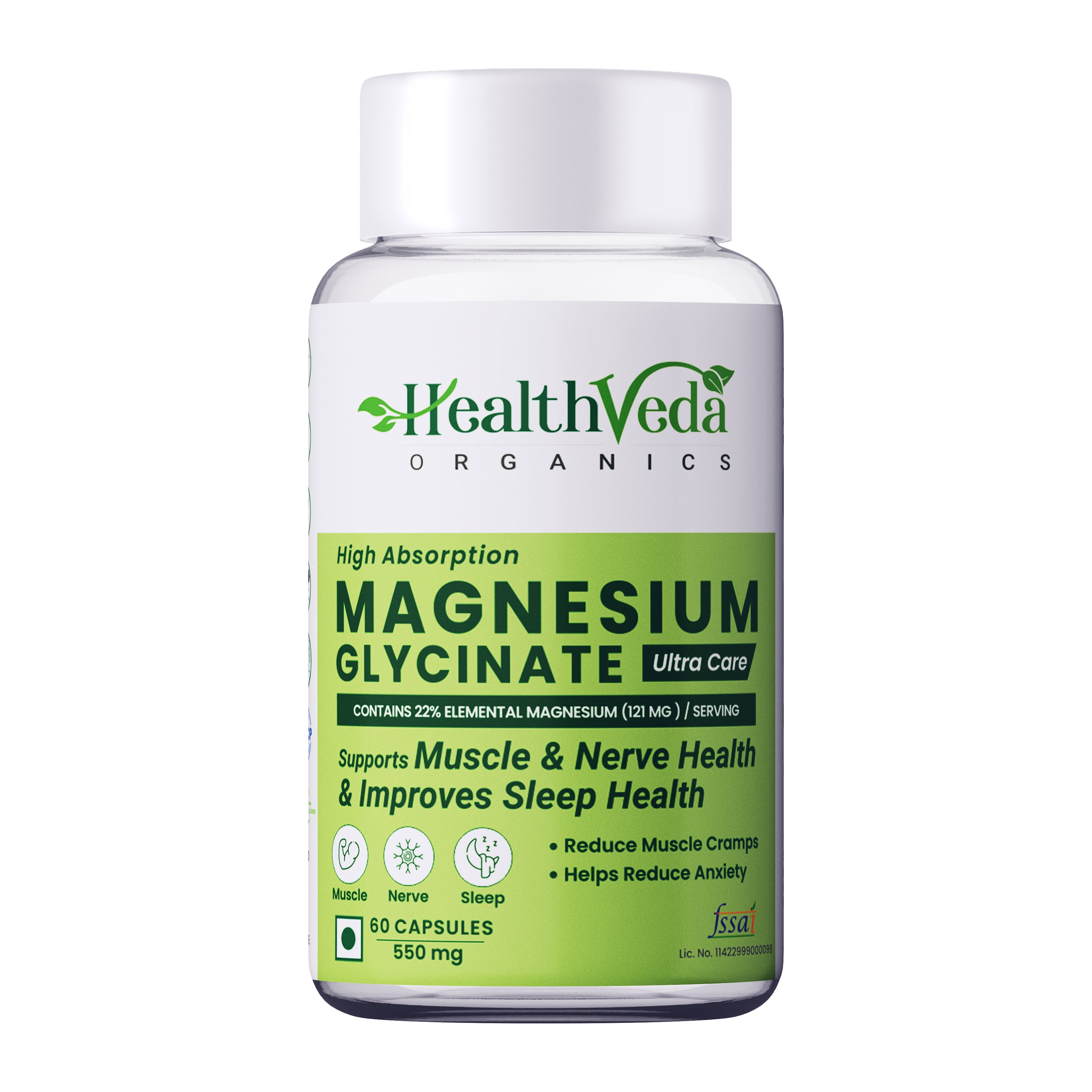 Health Veda Organics Magnesium Glycinate Capsules - Distacart