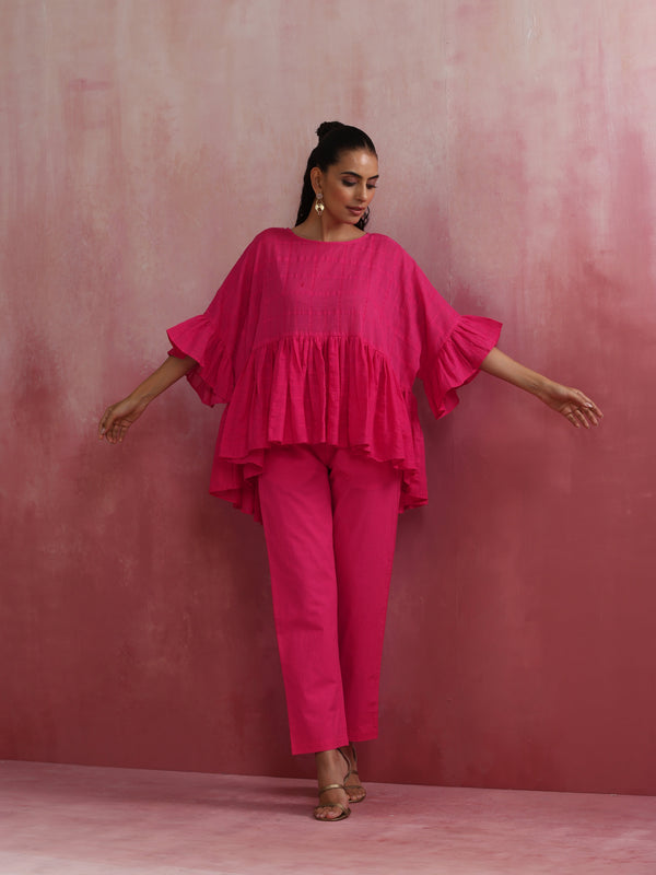 trueBrowns Pink Cotton Dobby Co-ord set