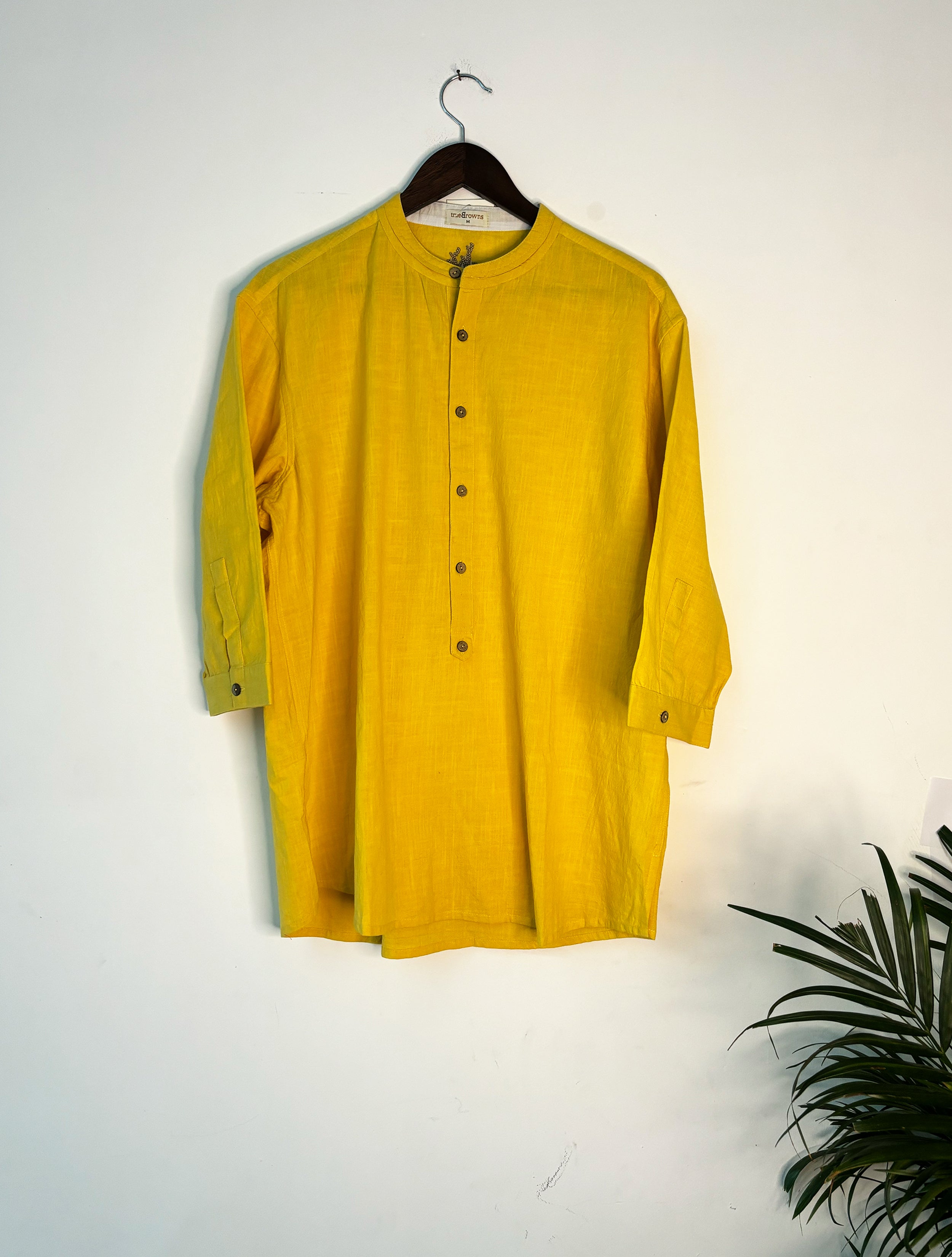 trueBrowns Yellow Slub Short Shirt - Distacart