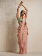 Thumbnail for trueBrowns Pink Gold Metallic Ready To Wear Saree