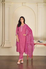 Thumbnail for BulBul Ragini Solid Pink Roman Silk Salwar Suit