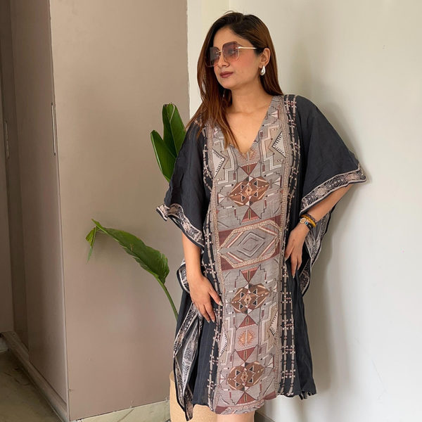 Noroke Cupro Crepe Kaftan Dress - Printed - Distacart