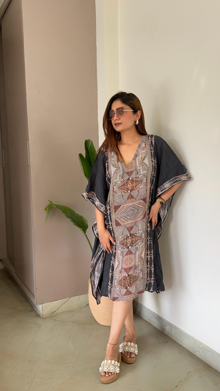 Noroke Cupro Crepe Kaftan Dress - Printed - Distacart