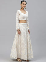Thumbnail for Tulsi Art Impressive White Sequins Bridesmaid Monochrome Lehenga Choli