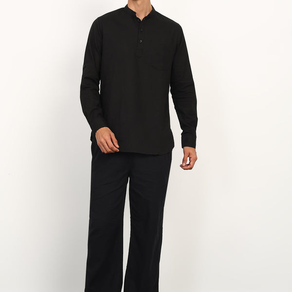 Fabmade Noir Linen Kurta Set - Distacart