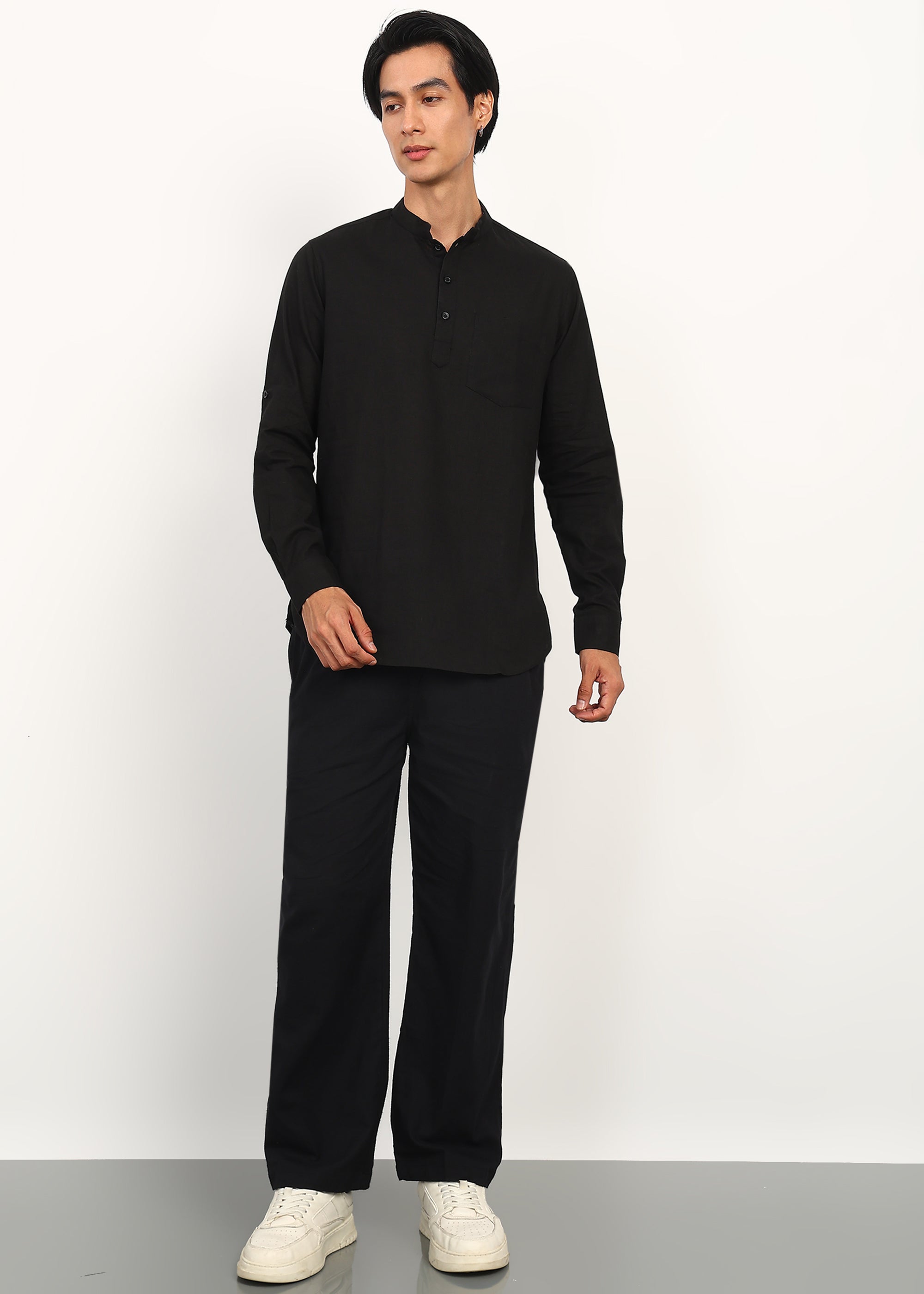 Fabmade Noir Linen Kurta Set - Distacart