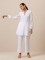 Thumbnail for trueBrowns Gauze White Short Co-Ord Set - Distacart