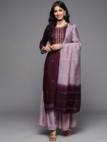 Thumbnail for Varanga Embroidered Kurta Paired With Contrast Color Sharara And Dupatta