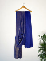 Thumbnail for trueBrowns Electric Blue Metallic Saree