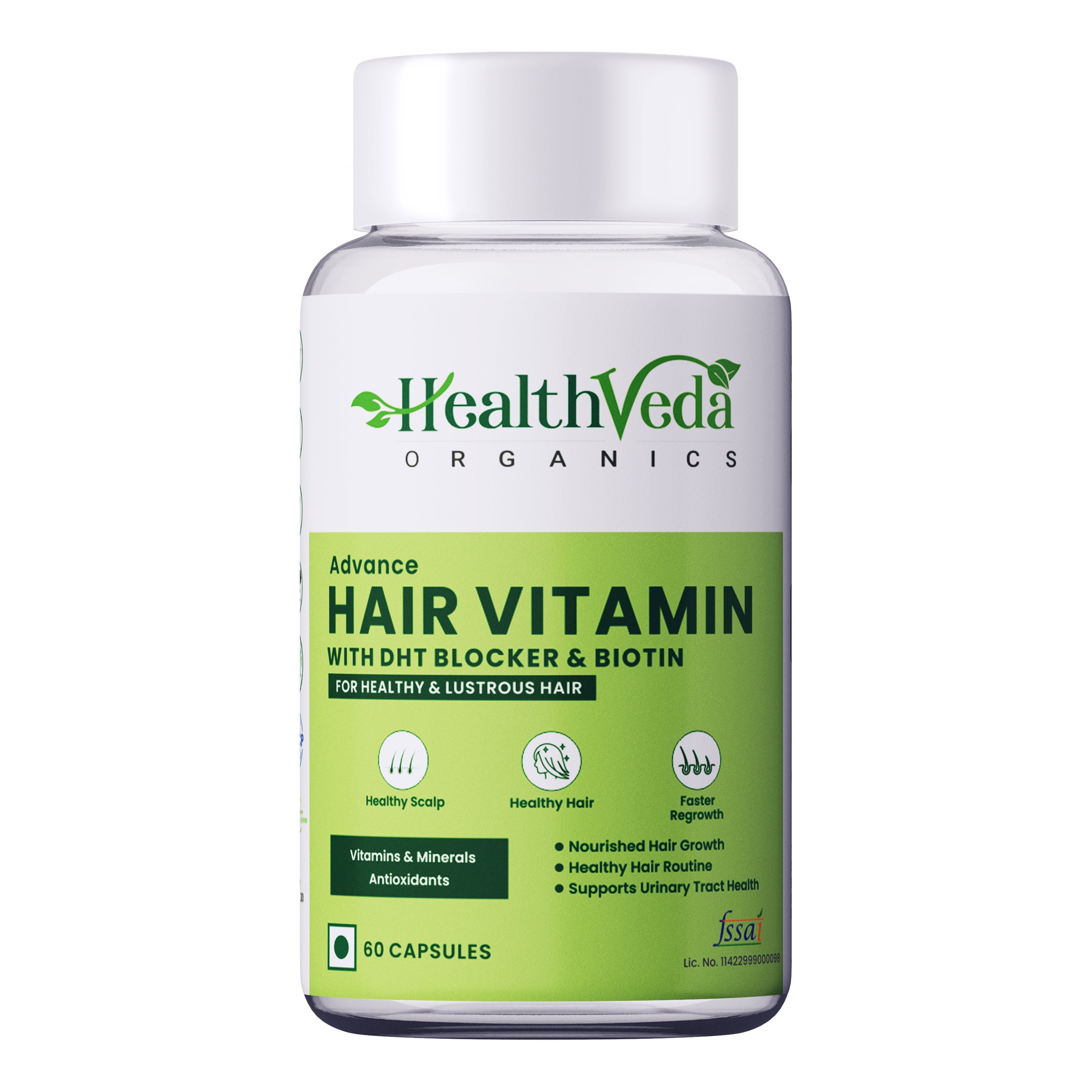 Health Veda Organics Advance Hair Vitamin with DHT Blocker & Biotin Capsules - Distacart