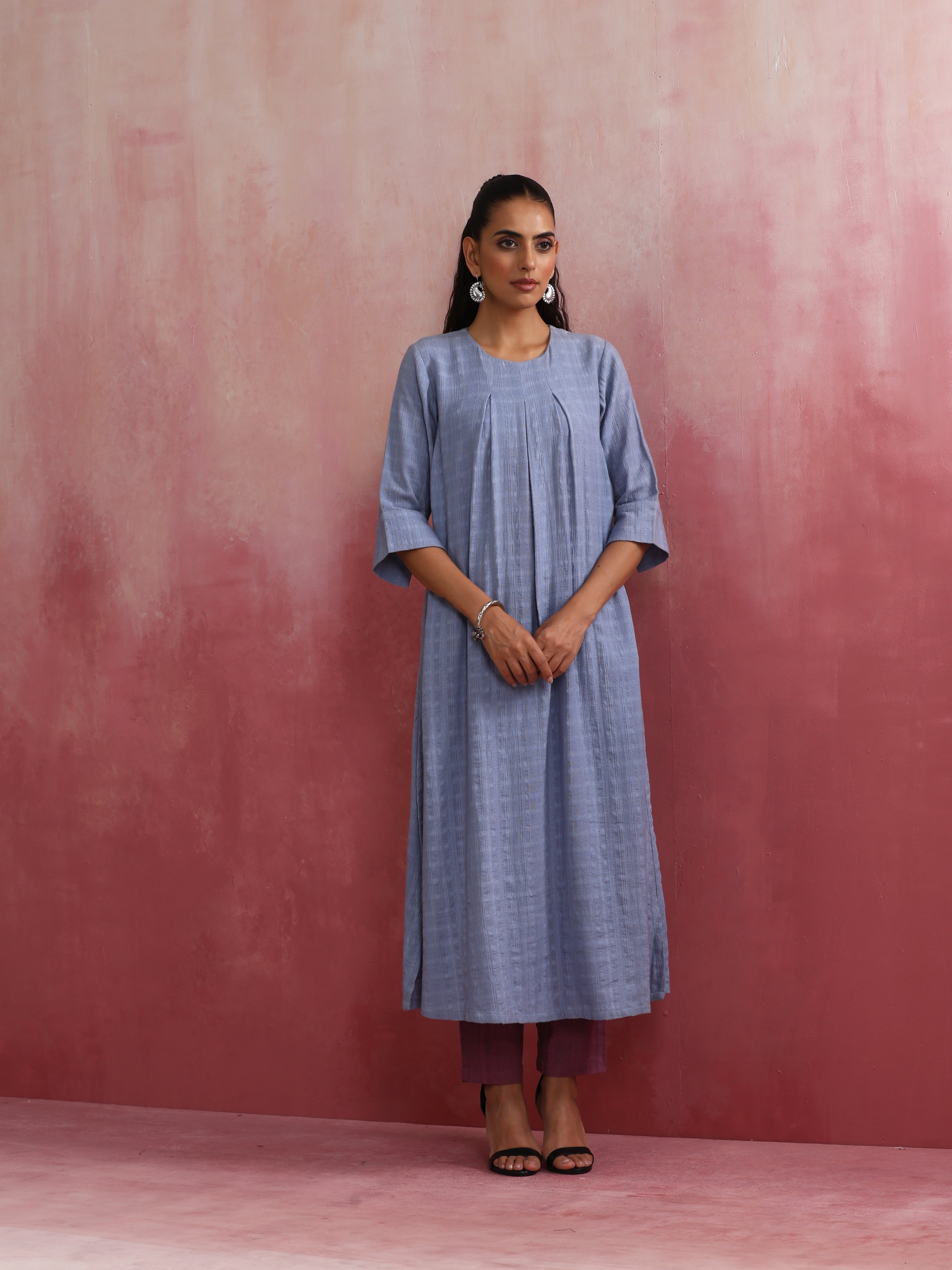 trueBrowns Sky Blue Cotton Dobby Kurta Set - Distacart