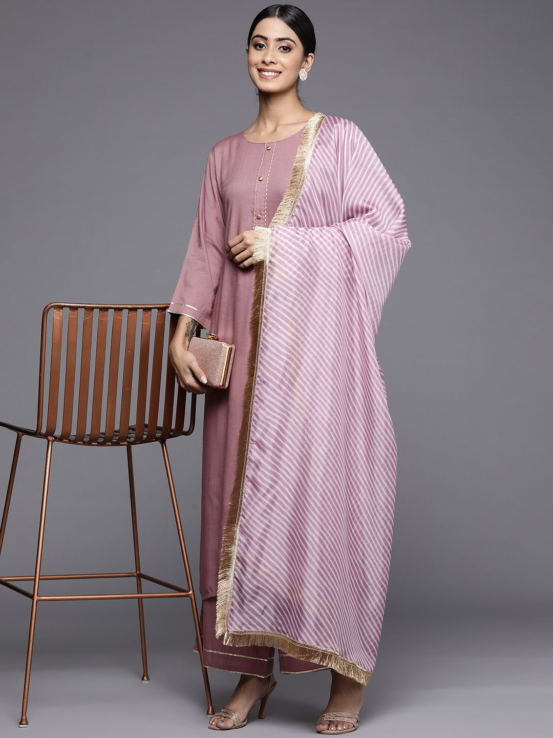 Varanga Women Solid Kurta Set With Printed Dupatta - Distacart