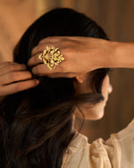 Thumbnail for trueBrowns Gold-Polished Leaf Ring - Distacart