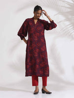 Thumbnail for trueBrowns Purple Floral Print Kurta Set