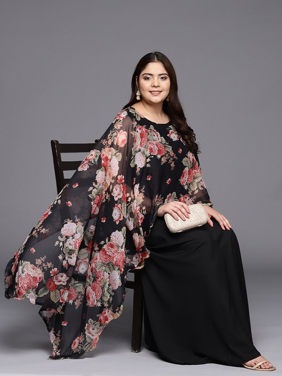 Ahalyaa Plus Size Boat Neck Maxi Ethnic Dress - Distacart