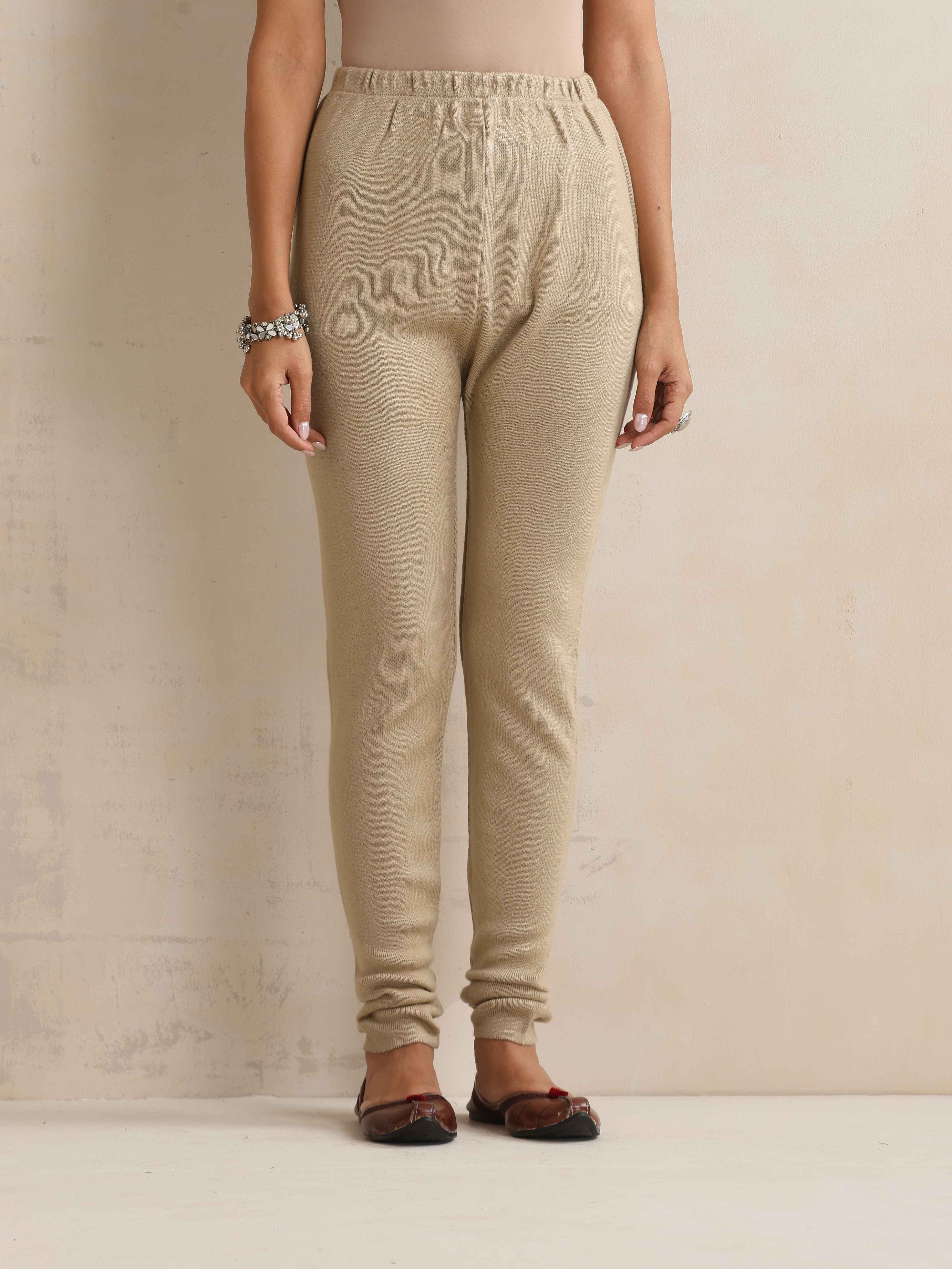 trueBrowns Beige Woollen Leggings - Distacart