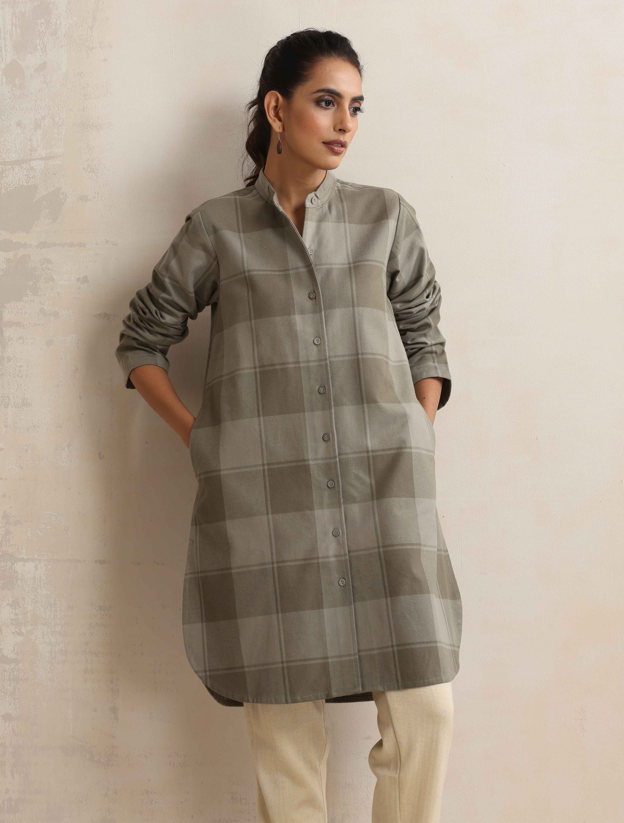 trueBrowns Green Check Winter Shirt Top - Distacart