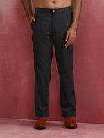 Thumbnail for trueBrowns Men's Charcoal grey Cotton Twill Pants - Distacart