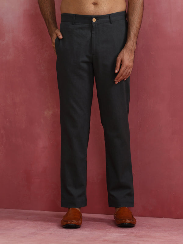 trueBrowns Men's Charcoal grey Cotton Twill Pants - Distacart