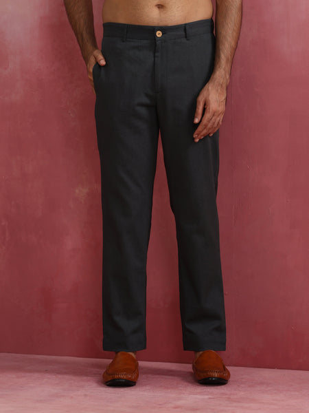trueBrowns Men's Charcoal grey Cotton Twill Pants - Distacart