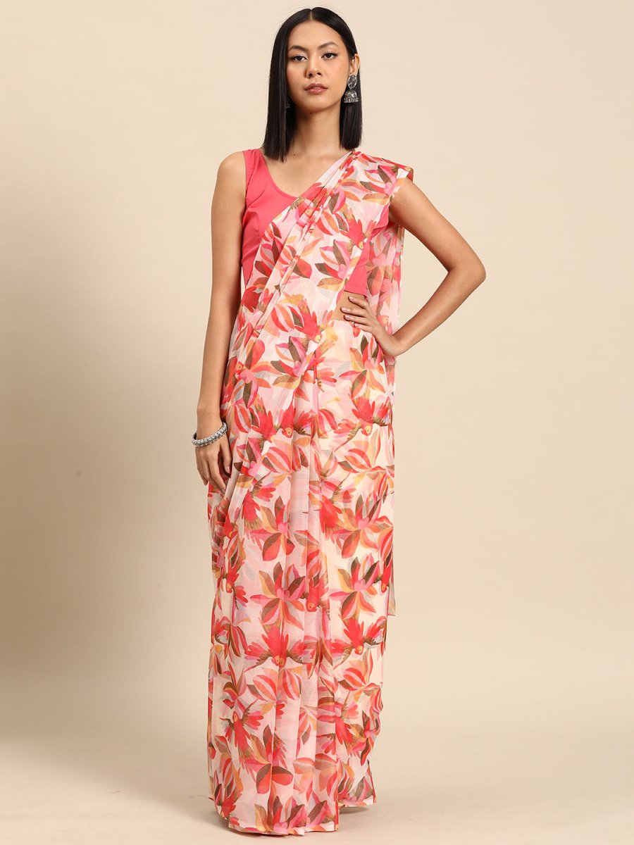 Ahalyaa Floral Poly Chiffon Saree - Distacart