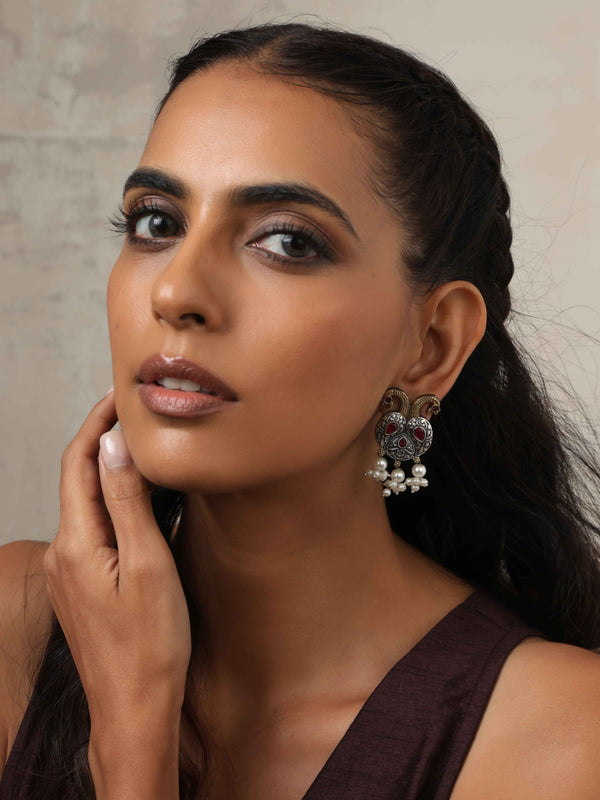 trueBrowns Silver Gold Tone Peacock Stud Earrings - Distacart