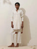 trueBrowns Off-White Cotton Linen Kurta Co-Ord Set - Distacart