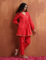 Thumbnail for trueBrowns Red Print Angrakha Co-ord Set