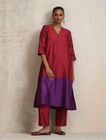 Thumbnail for trueBrowns Red Silk Kurta Set - Distacart