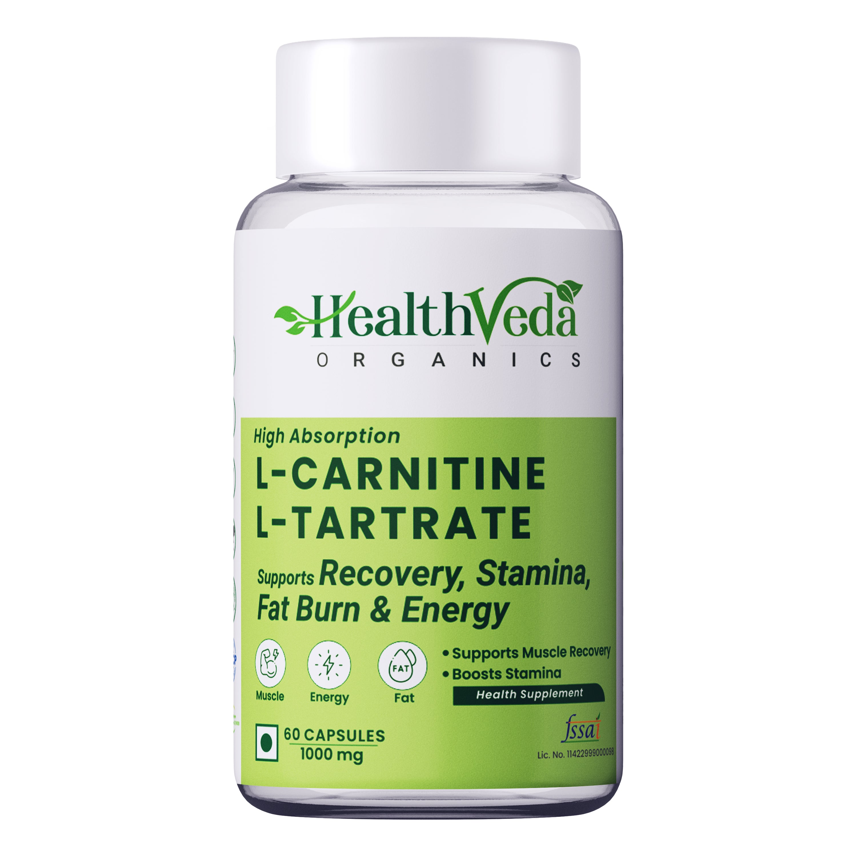 Health Veda Organics L Carnitine L-Tartrate Veg Capsules - Distacart