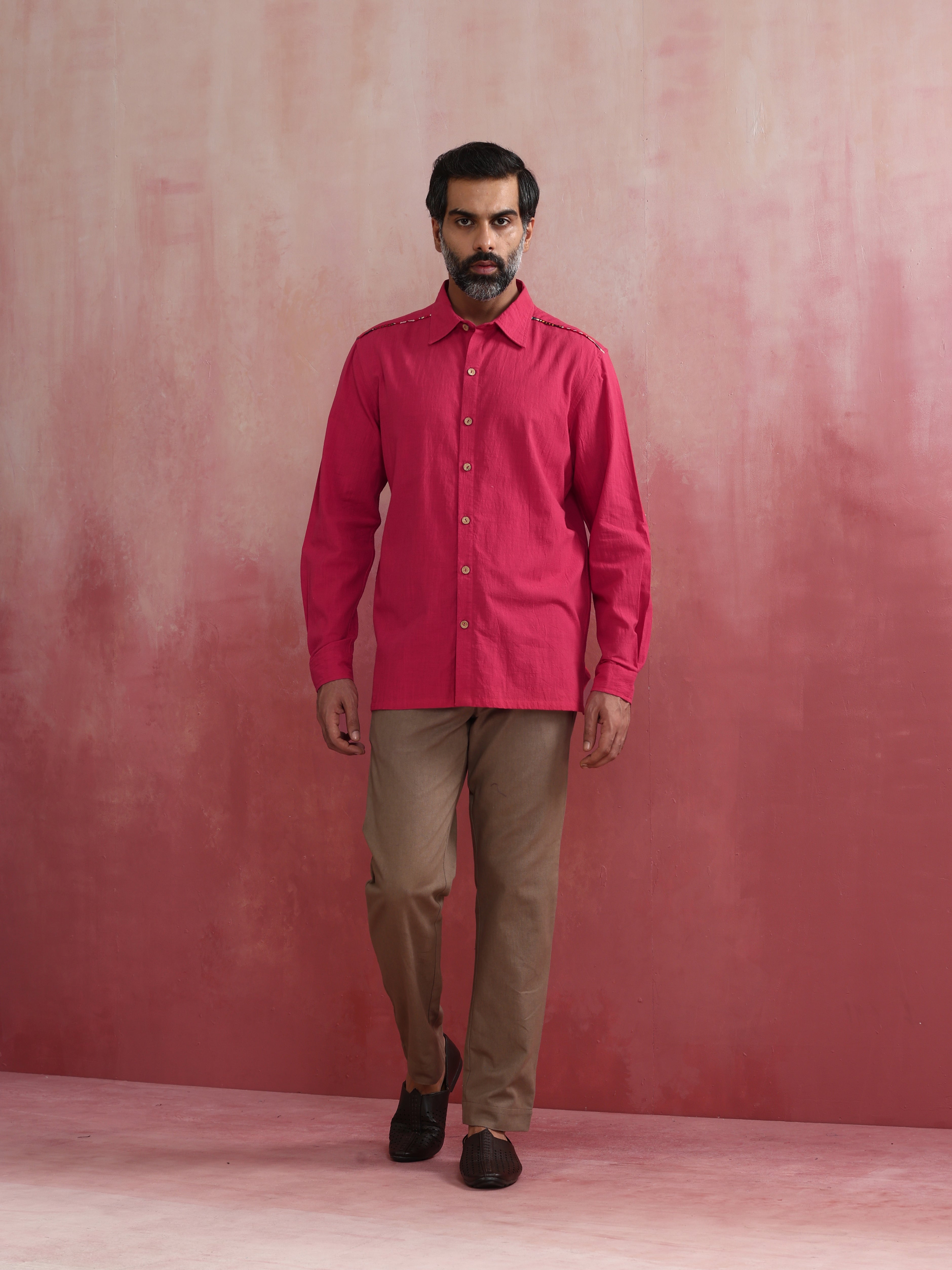 trueBrowns Men's Pink Cotton Shirt - Distacart