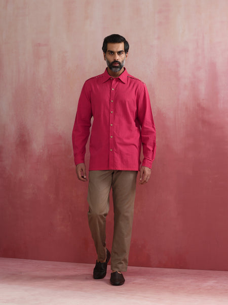 trueBrowns Men's Pink Cotton Shirt