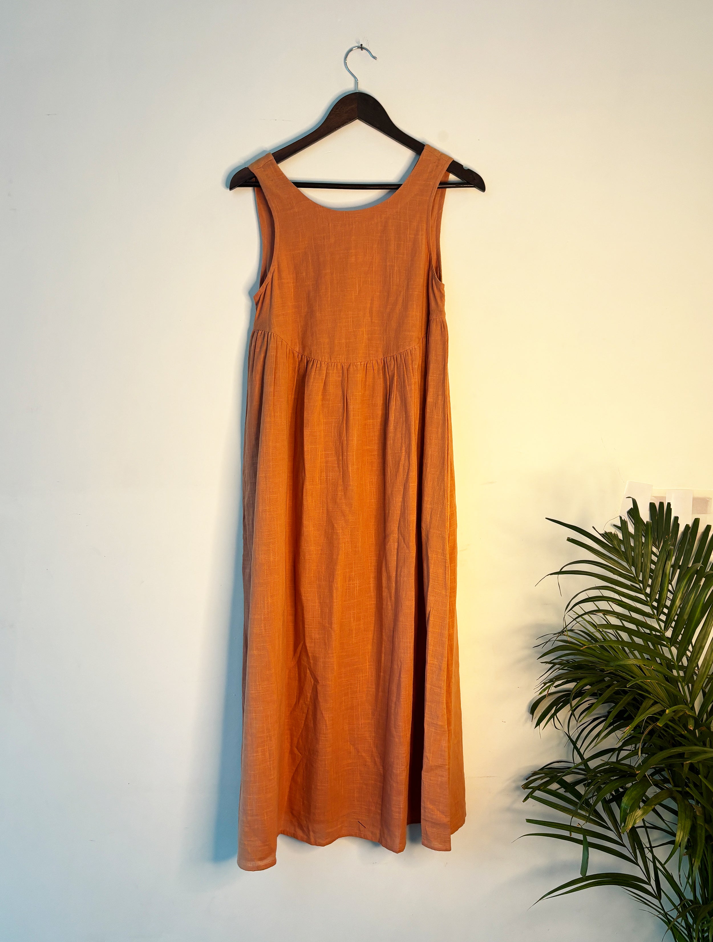 trueBrowns Orange Gauze Dress - Distacart