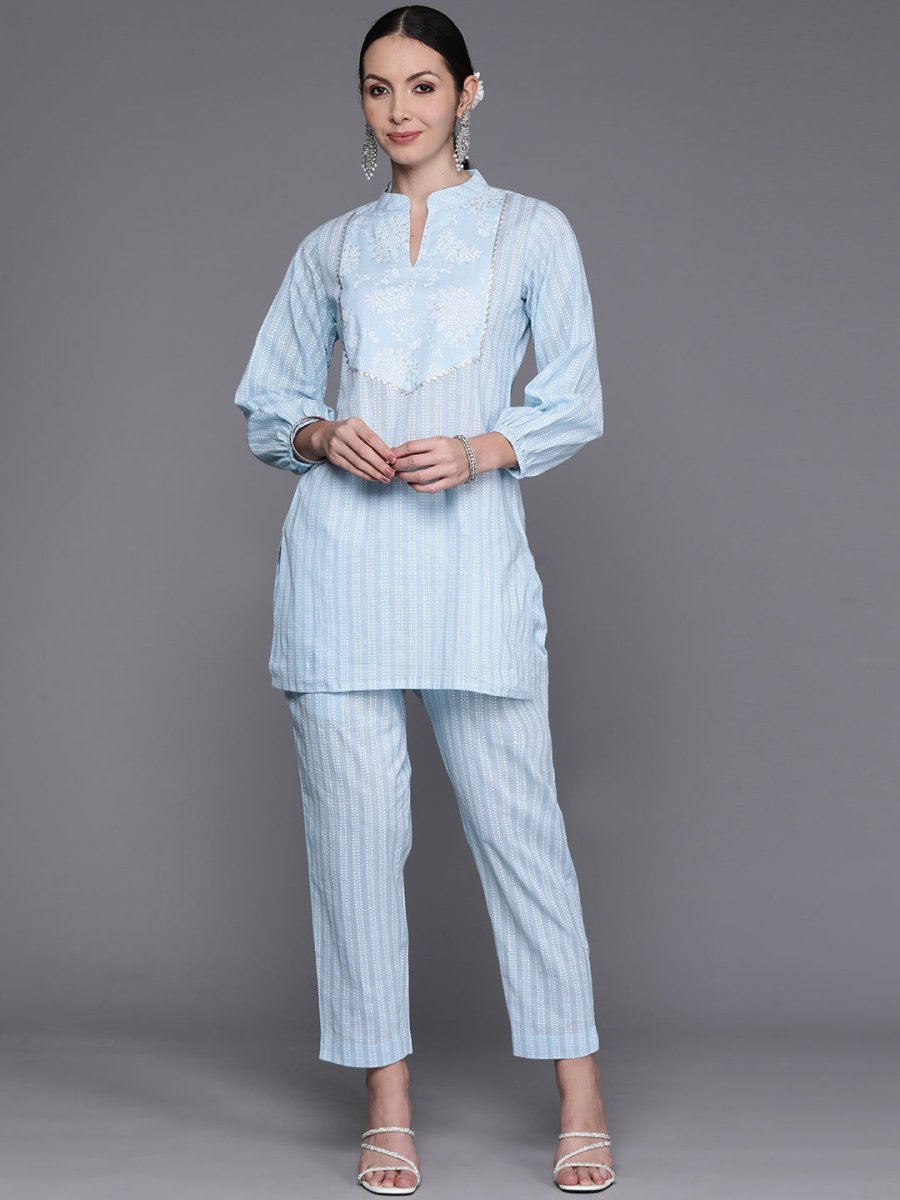 Ahalyaa Floral Print Gotta Patti Pure Cotton Ethnic Co-Ords - Distacart
