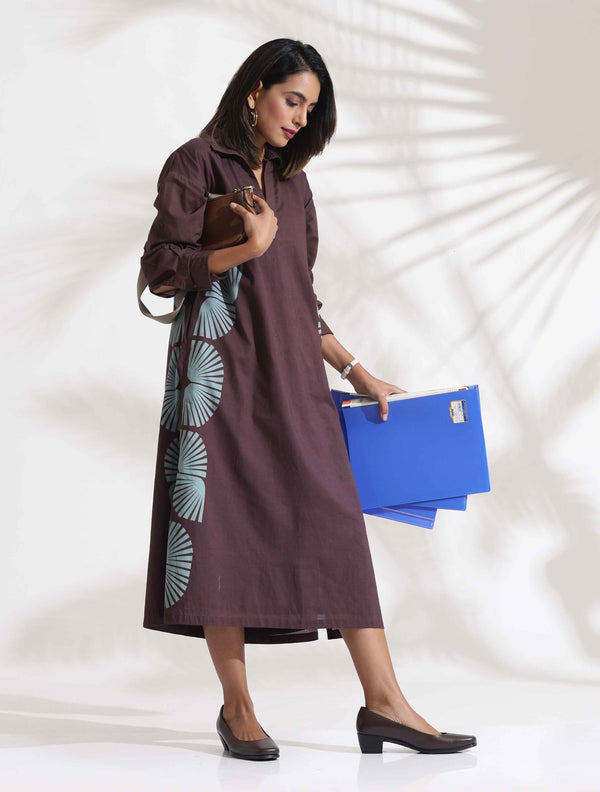 trueBrowns Cola Cotton Print A-line Dress
