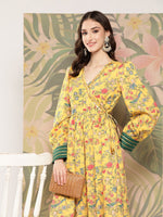 Thumbnail for Ahalyaa Floral Printed Tie-Ups Crepe Empire Ethnic Dress - Distacart