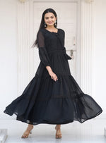 Thumbnail for Teeya Creation Black Color Faux Georgette Silk Heavy Embroidery Work Fully Stitched Gown