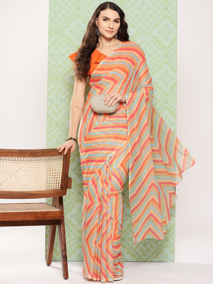 Ahalyaa Leheriya Poly Chiffon Saree - Distacart