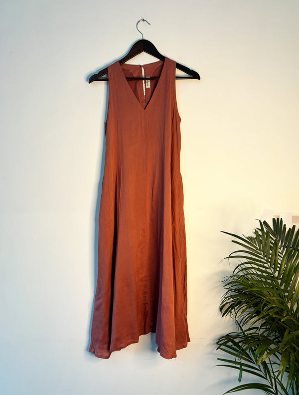 trueBrowns Orange Textured Dress