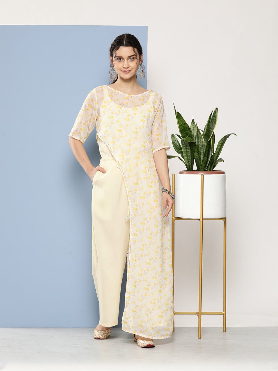 Ahalyaa Printed Waist Tie-Ups Basic Jumpsuit - Distacart