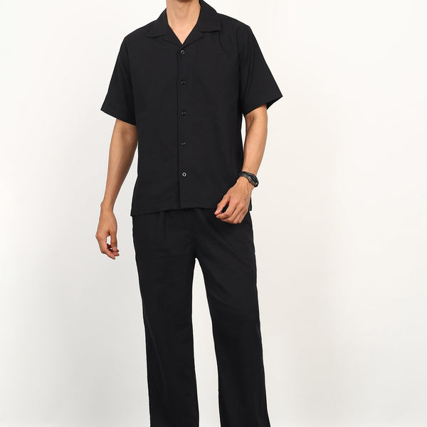 Fabmade Midnight Black Linen Co-Ord - Distacart