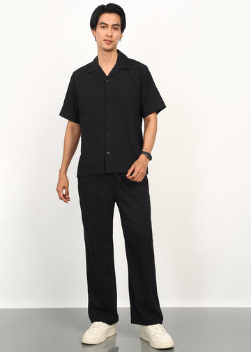 Fabmade Midnight Black Linen Co-Ord - Distacart