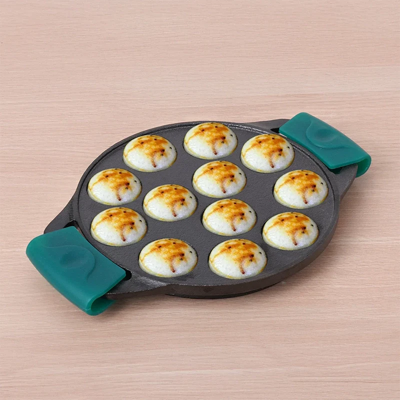 The Indus Valley 12 Pit/Cup CASTrong Cast Iron Paniyaram/Appe Pan, Pre-seasoned, with Double Handle Silicone Grip,Toxin-free, 20.8 cm, 2.2 kg - Distacart